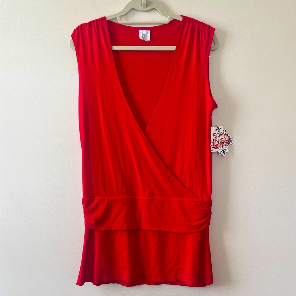 Becca by Rebecca Virtue Red Sleeveless Wrap Swim Cover Up Dress Women M New Tags